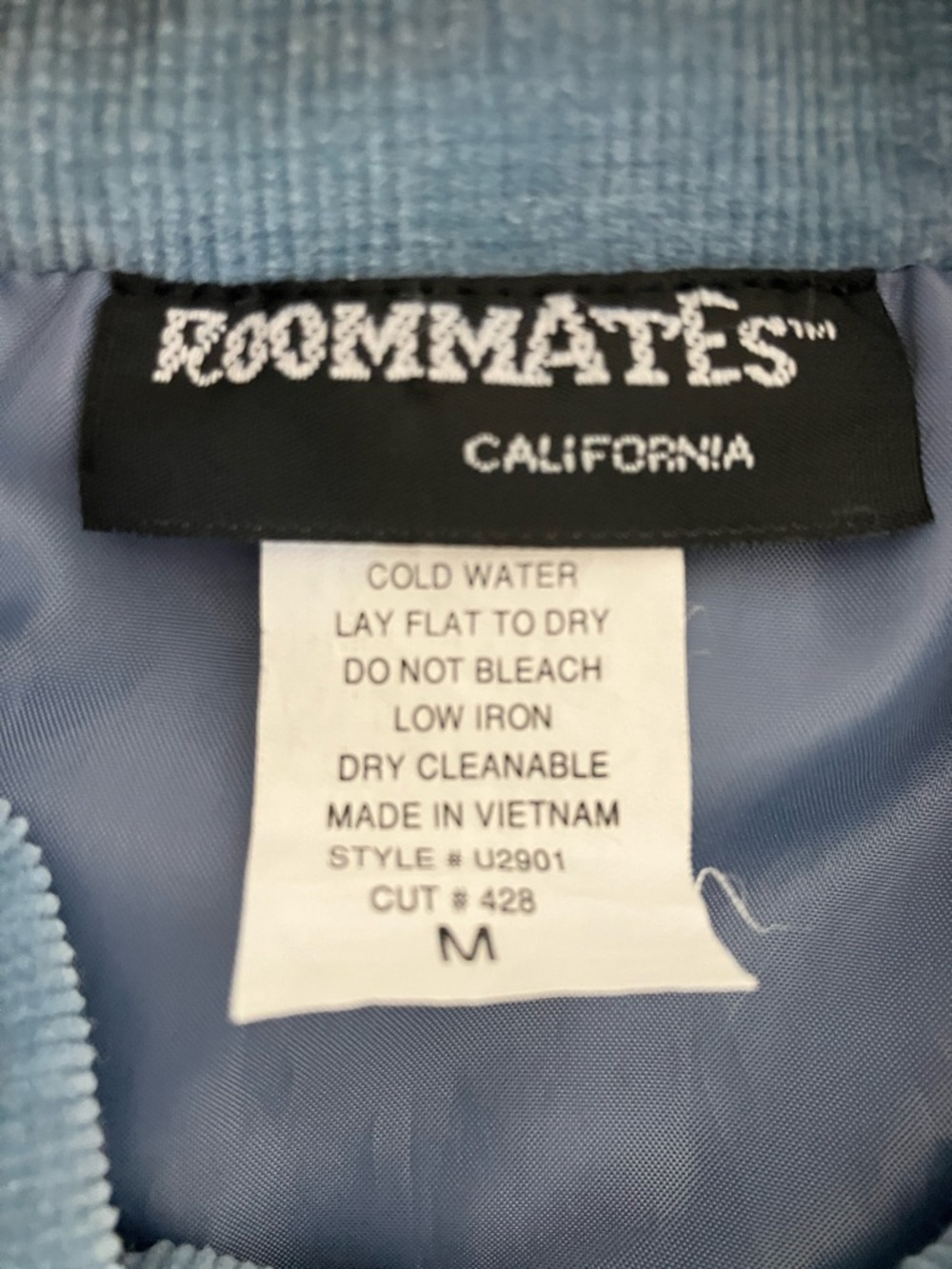 ROOMMATES California Vintage Light Blue Corduroy Zip-Front Fitted Jacket Size M - Picture 8 of 12